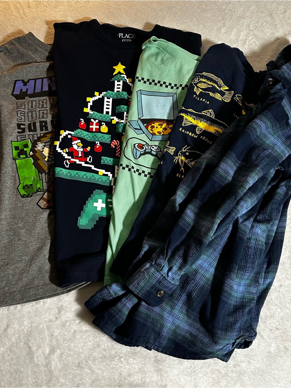 Bundle Minecraft Christmas Gamer Fishing Flannel